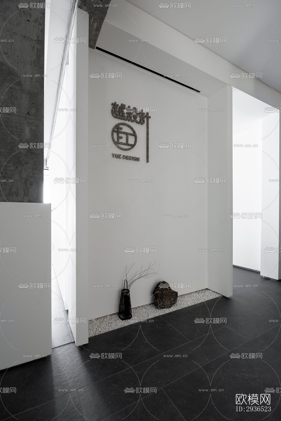 高级灰办公区效果图下载（渲染图2）