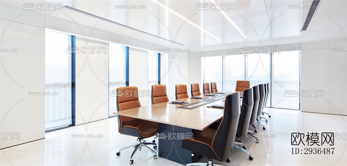 现代办公区效果图下载（渲染图12）