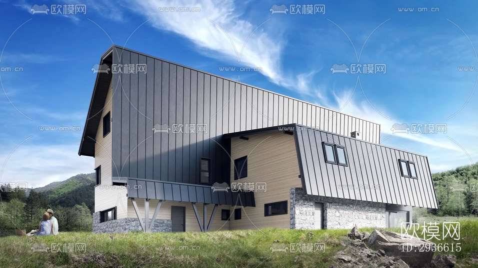 工业风居住建筑效果图下载(渲染图5)