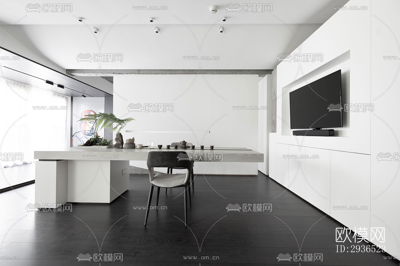 高级灰办公区效果图下载（渲染图17）