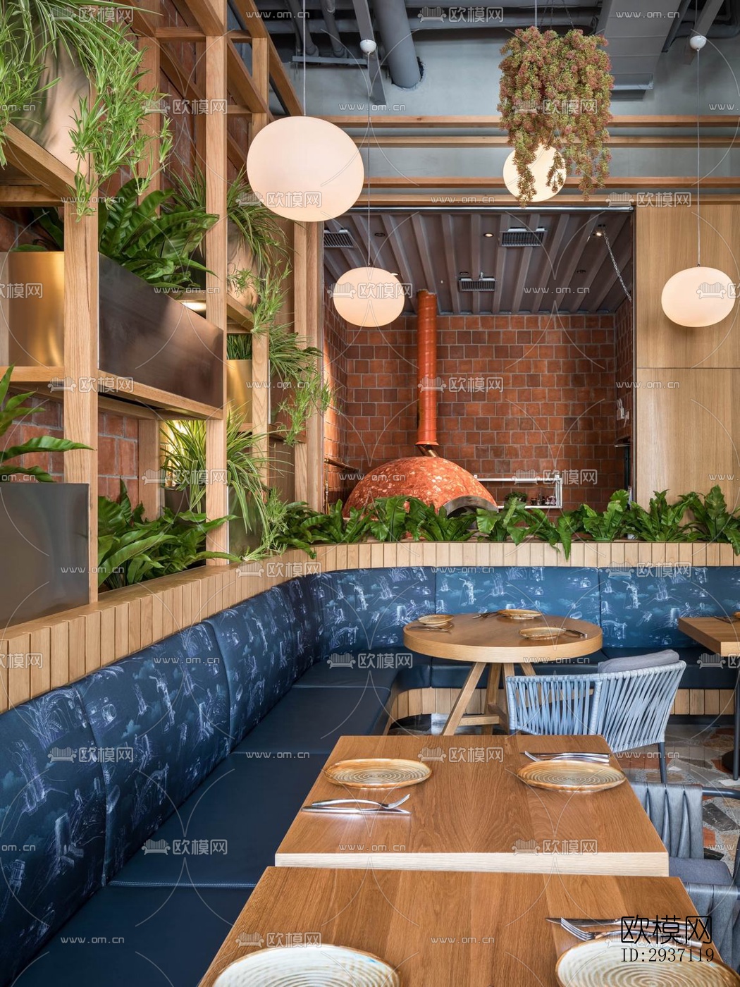 工业风西餐厅效果图下载（渲染图2）