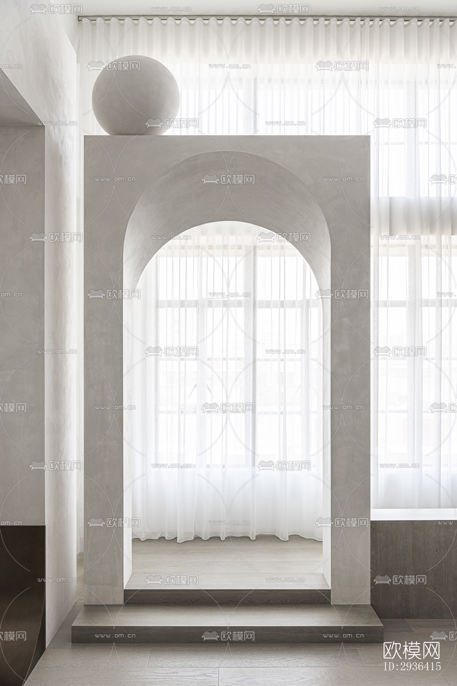 侘寂办公区效果图下载（渲染图1）