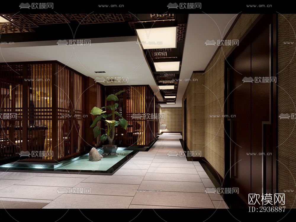 中式中餐厅效果图下载（渲染图4）