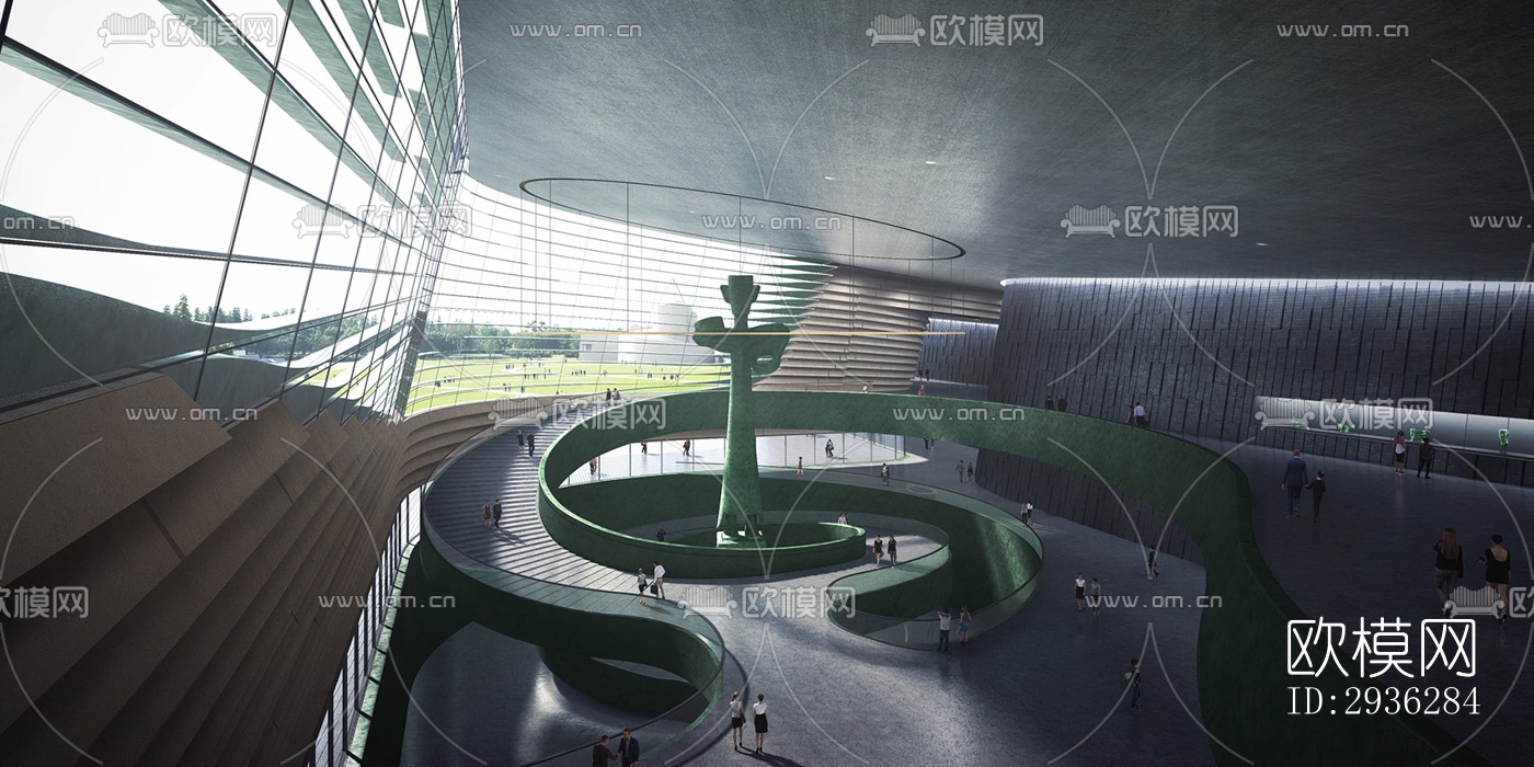 新中式美术博物馆效果图下载（渲染图11）