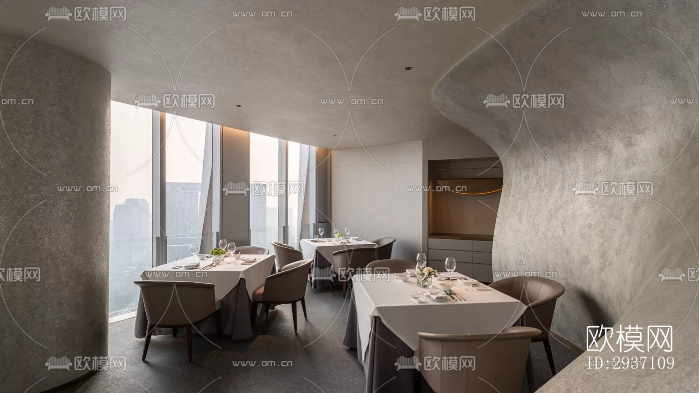 侘寂西餐厅效果图下载（渲染图5）