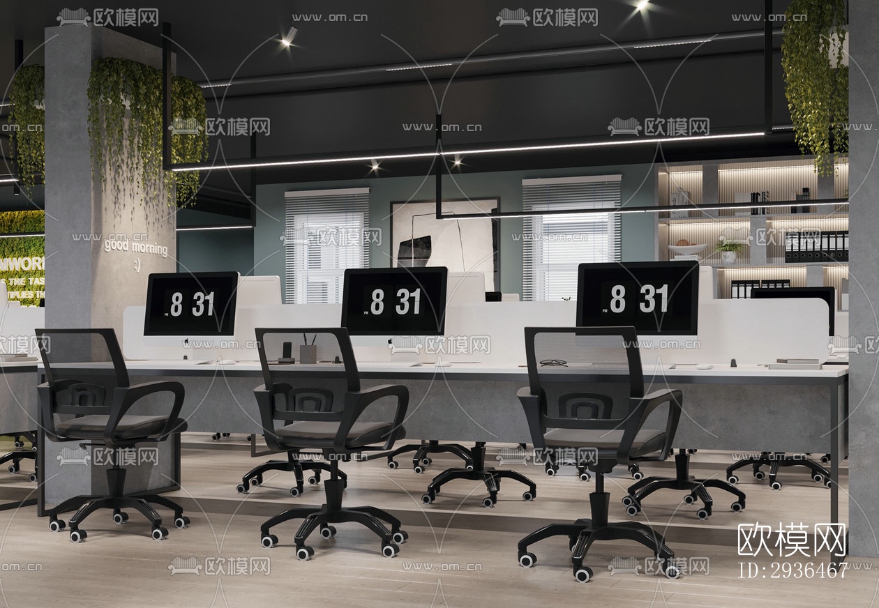 现代办公区效果图下载（渲染图18）