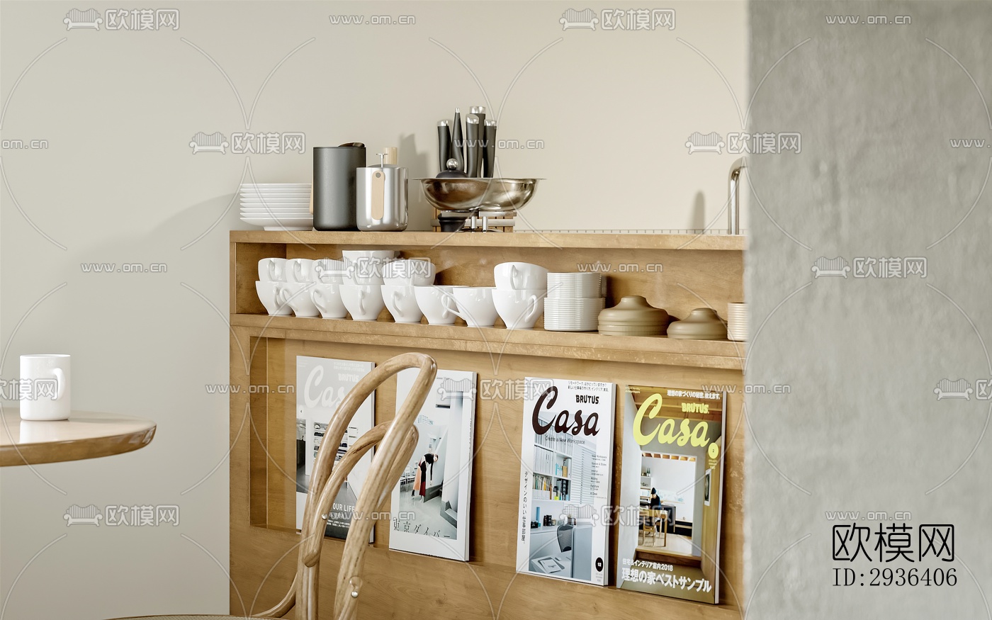 中古风办公区效果图下载（渲染图10）