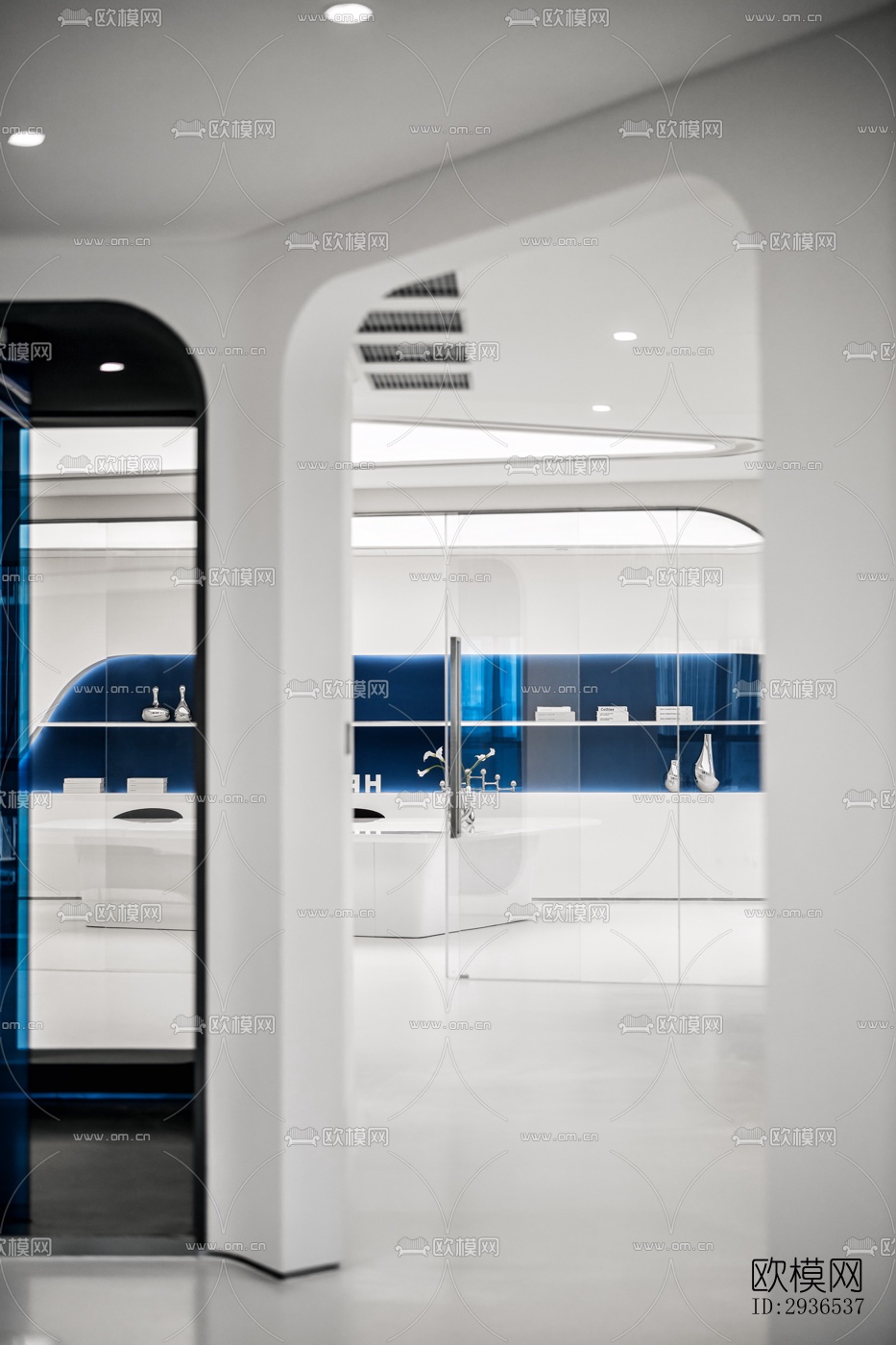 高级灰办公区效果图下载（渲染图8）