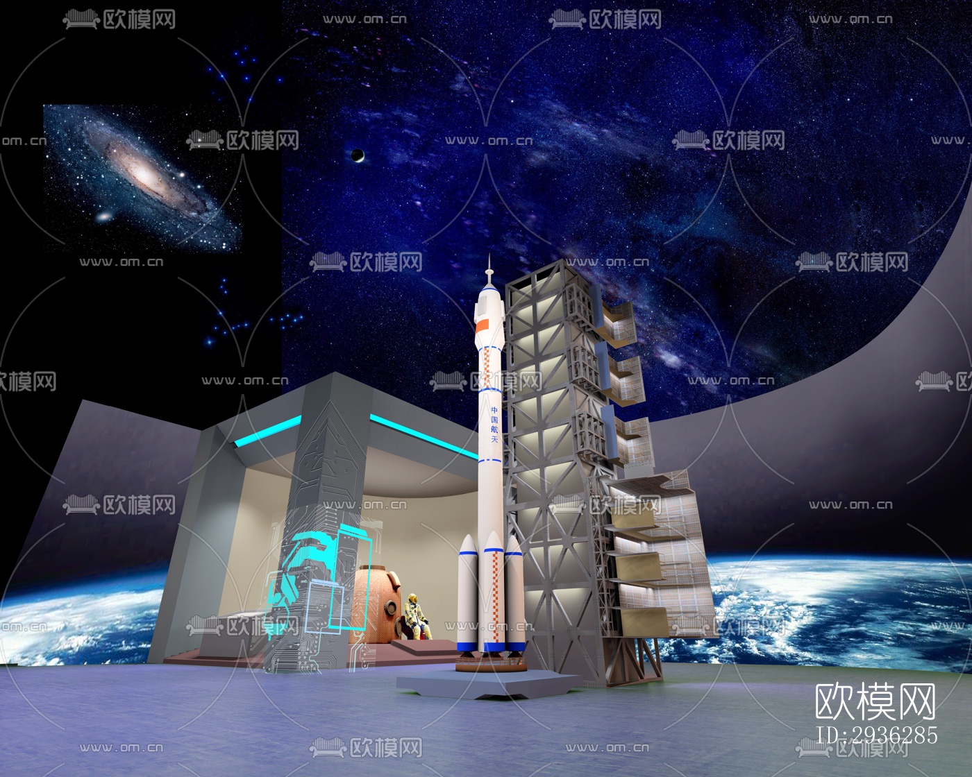 新中式美术博物馆效果图下载（渲染图15）