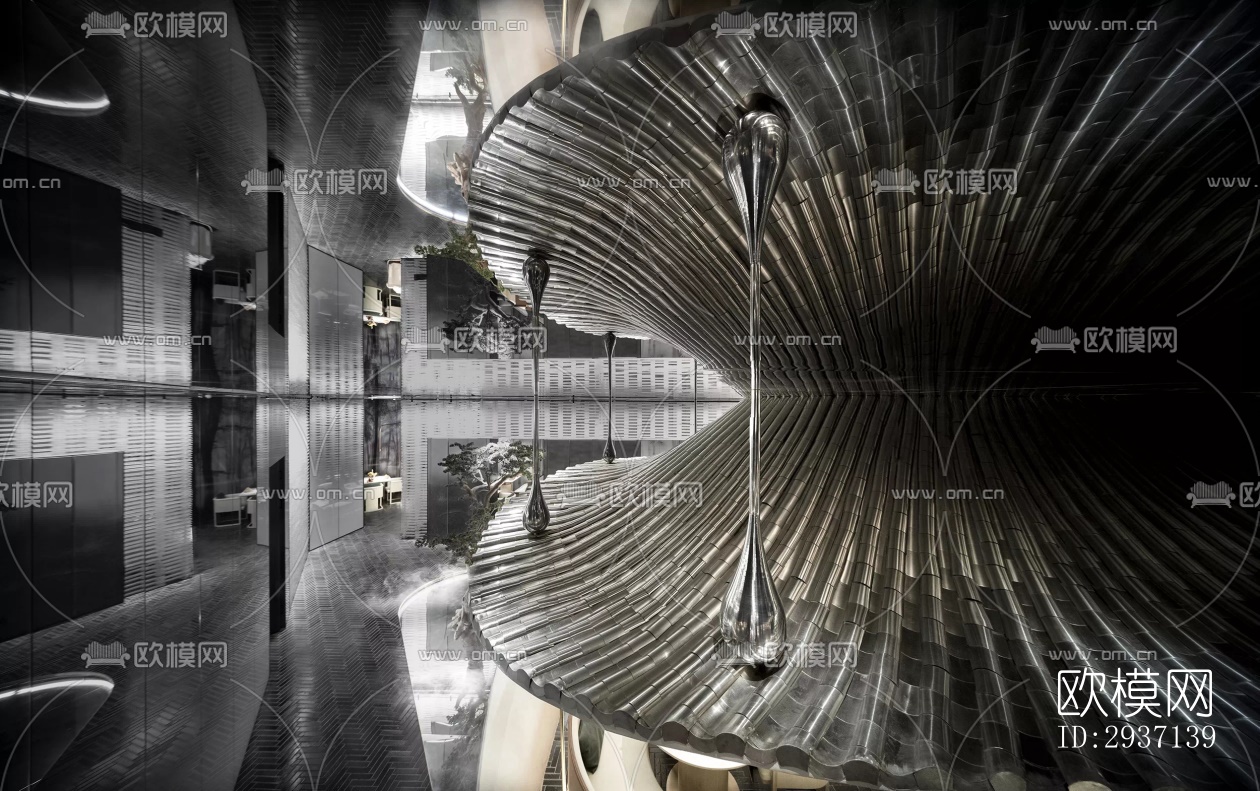 高级灰西餐厅效果图下载（渲染图12）