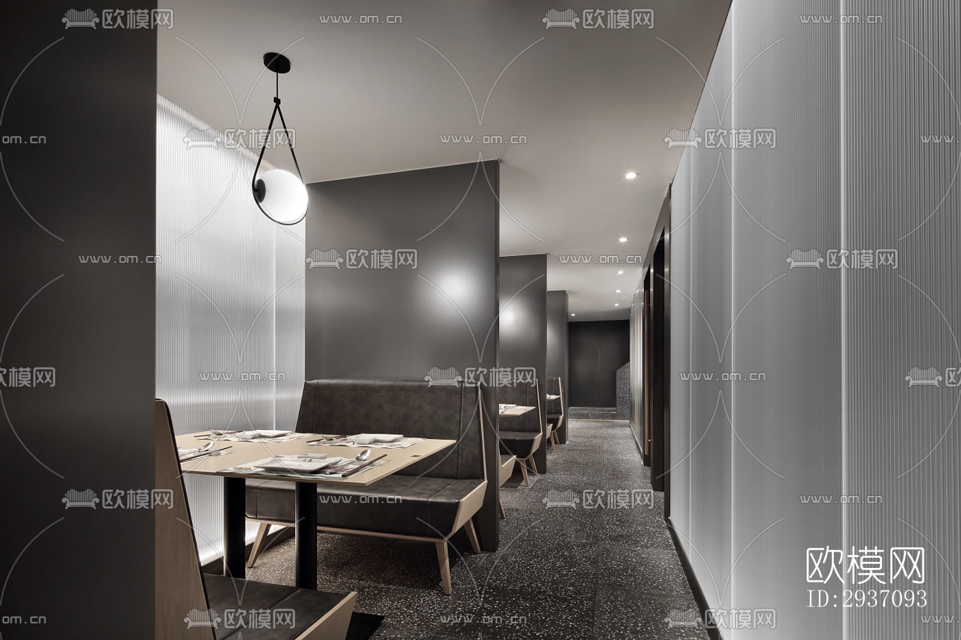 高级灰火锅烤肉效果图下载（渲染图3）