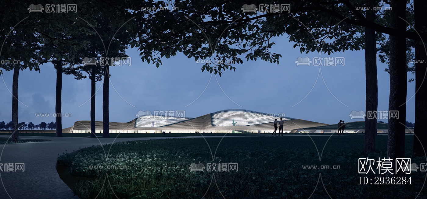 新中式美术博物馆效果图下载（渲染图5）