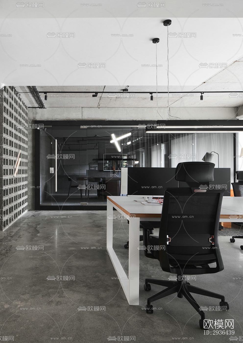 工业风办公区效果图下载（渲染图10）