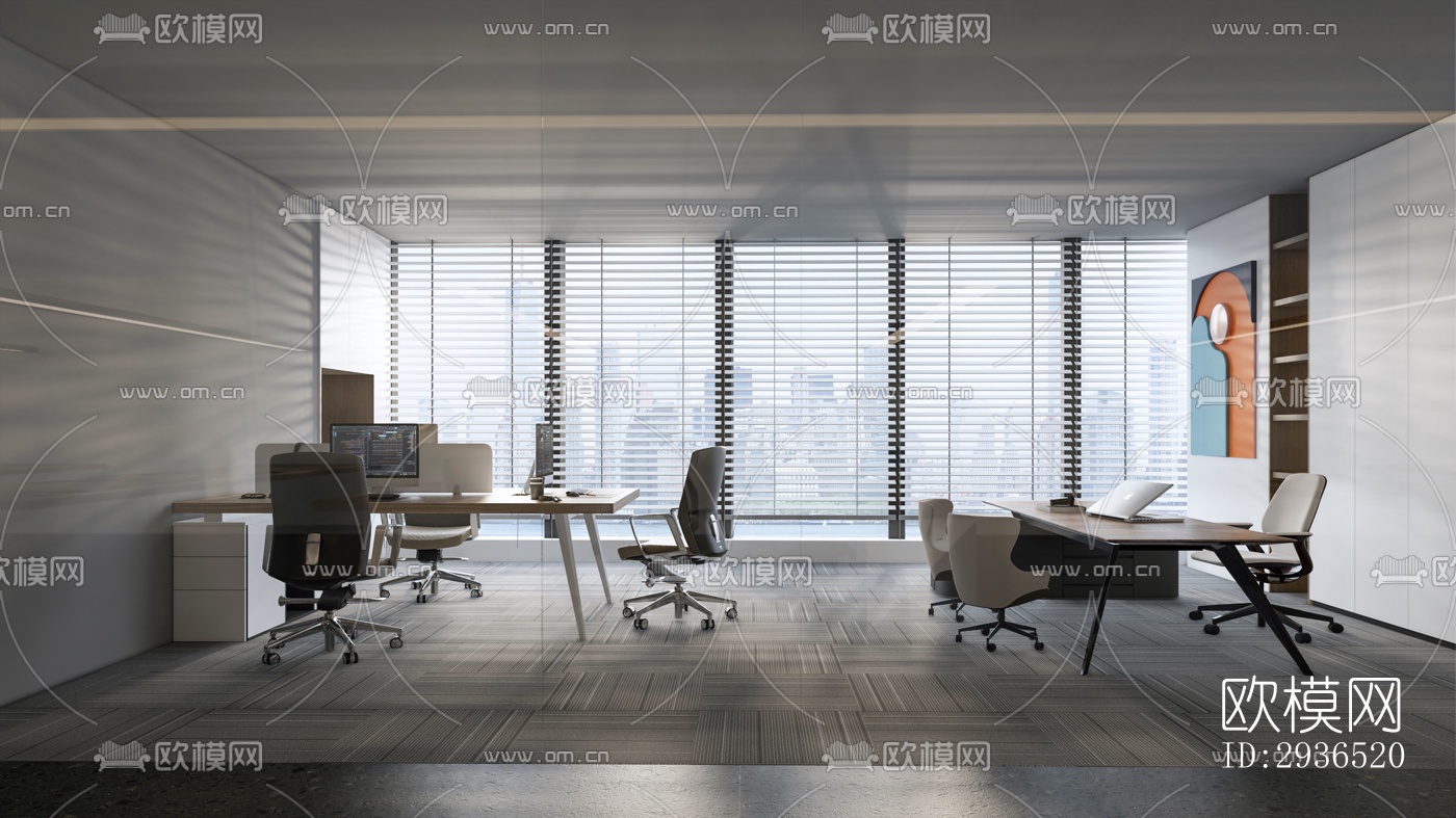 现代办公区效果图下载（渲染图11）