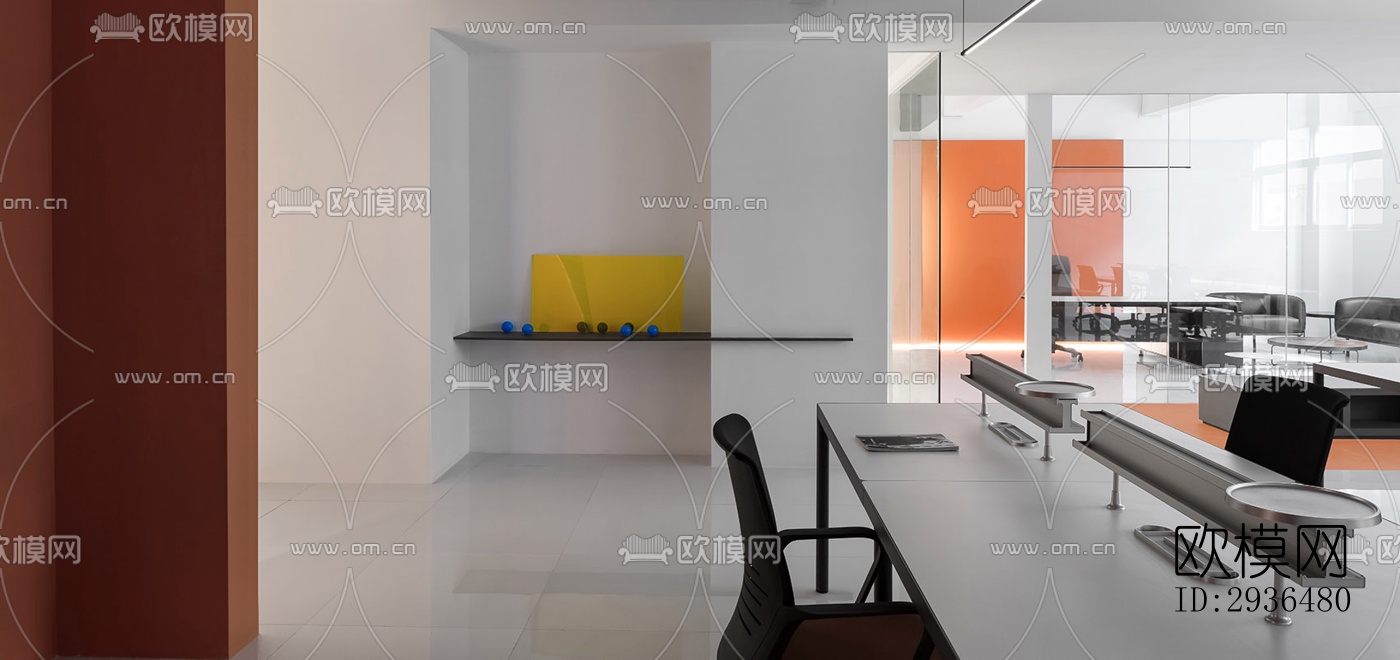 现代办公区效果图下载（渲染图9）