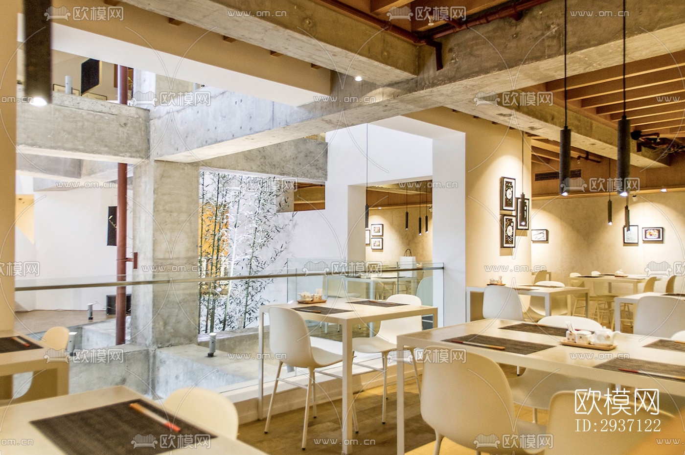 工业风西餐厅效果图下载（渲染图2）