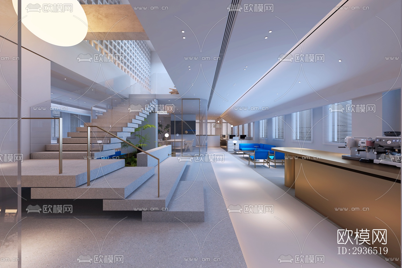 现代办公区效果图下载（渲染图5）