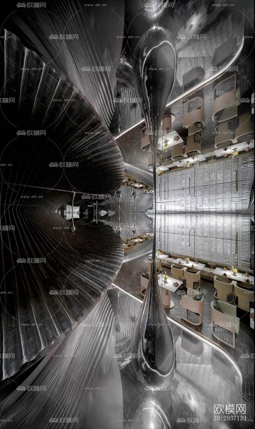 高级灰西餐厅效果图下载（渲染图11）