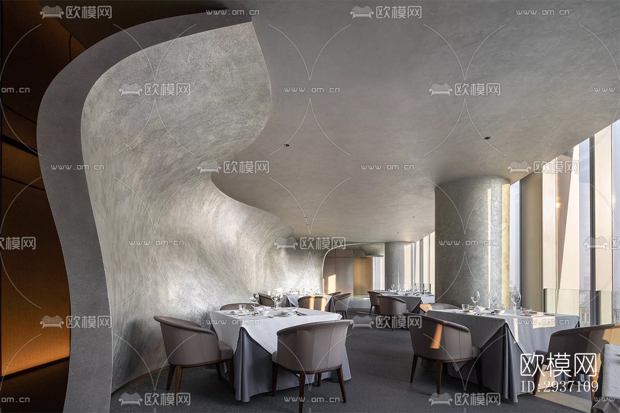 侘寂西餐厅效果图下载（渲染图1）