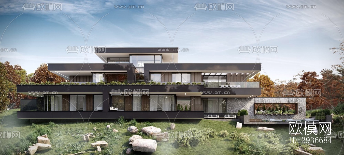 现代居住建筑效果图下载（渲染图17）