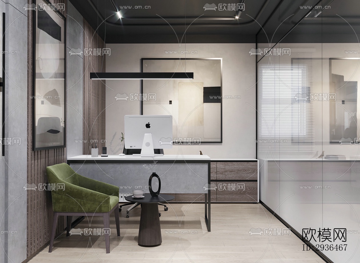 现代办公区效果图下载（渲染图8）