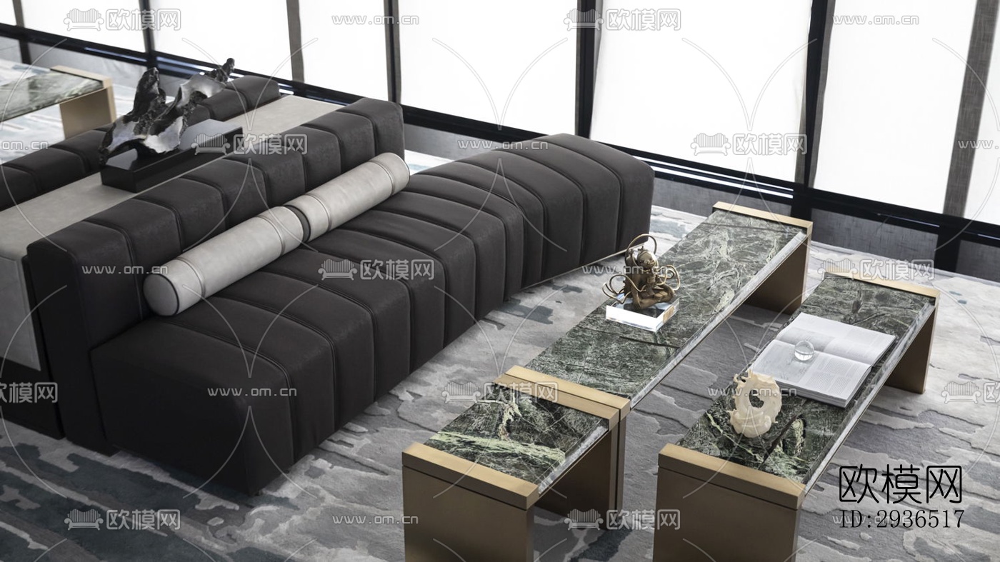 现代办公区效果图下载（渲染图4）