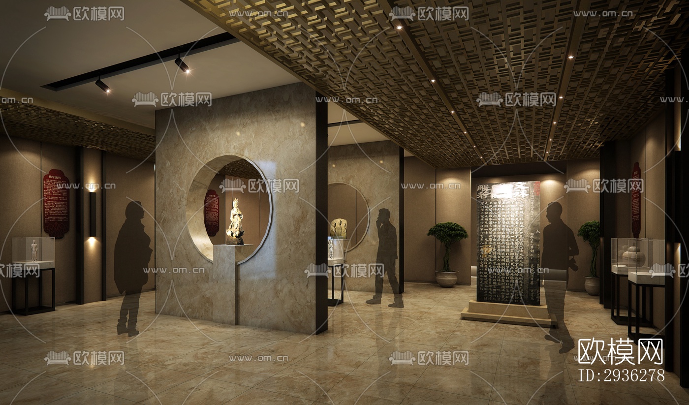 新中式美术博物馆效果图下载（渲染图10）