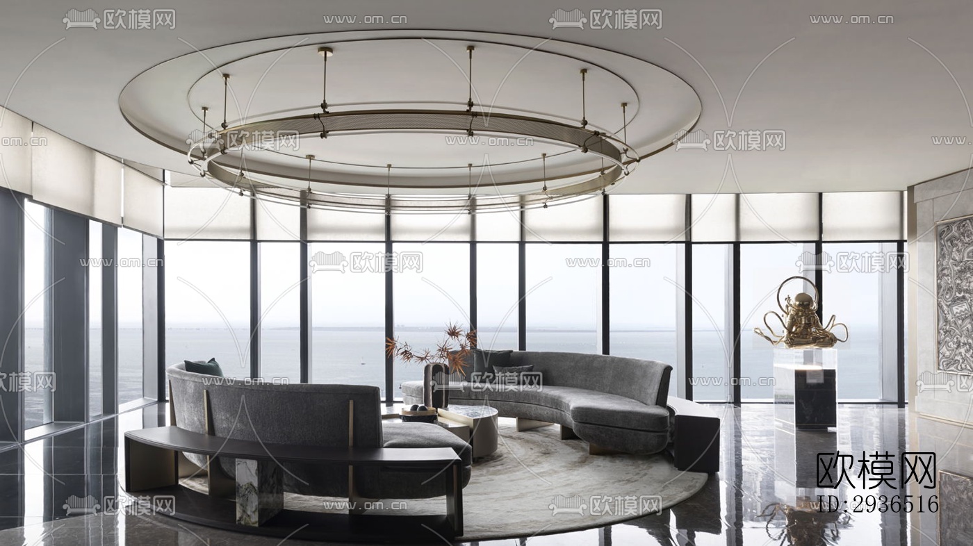 现代办公区效果图下载（渲染图2）