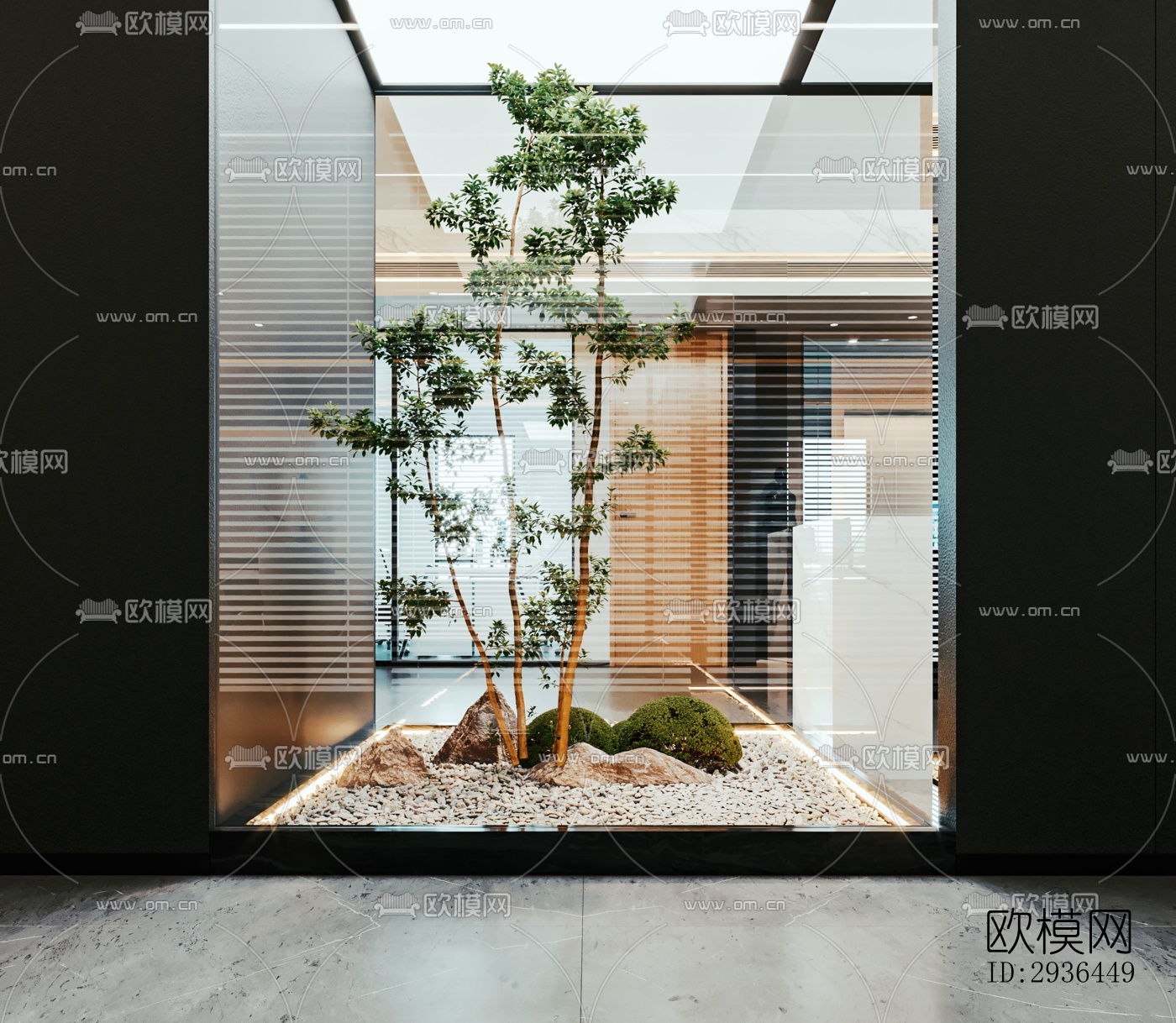 现代办公区效果图下载（渲染图7）