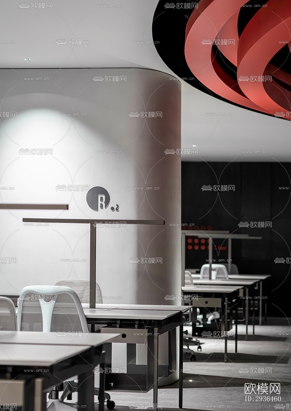 现代办公区效果图下载（渲染图4）