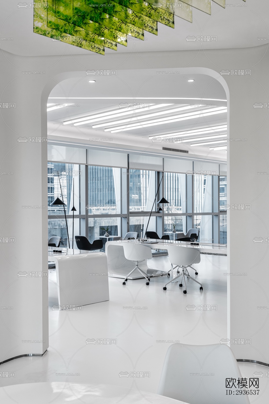 高级灰办公区效果图下载（渲染图18）