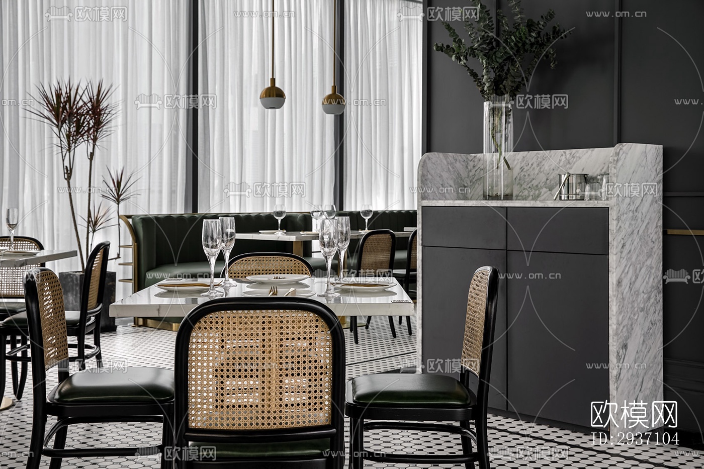 东南亚西餐厅效果图下载（渲染图6）