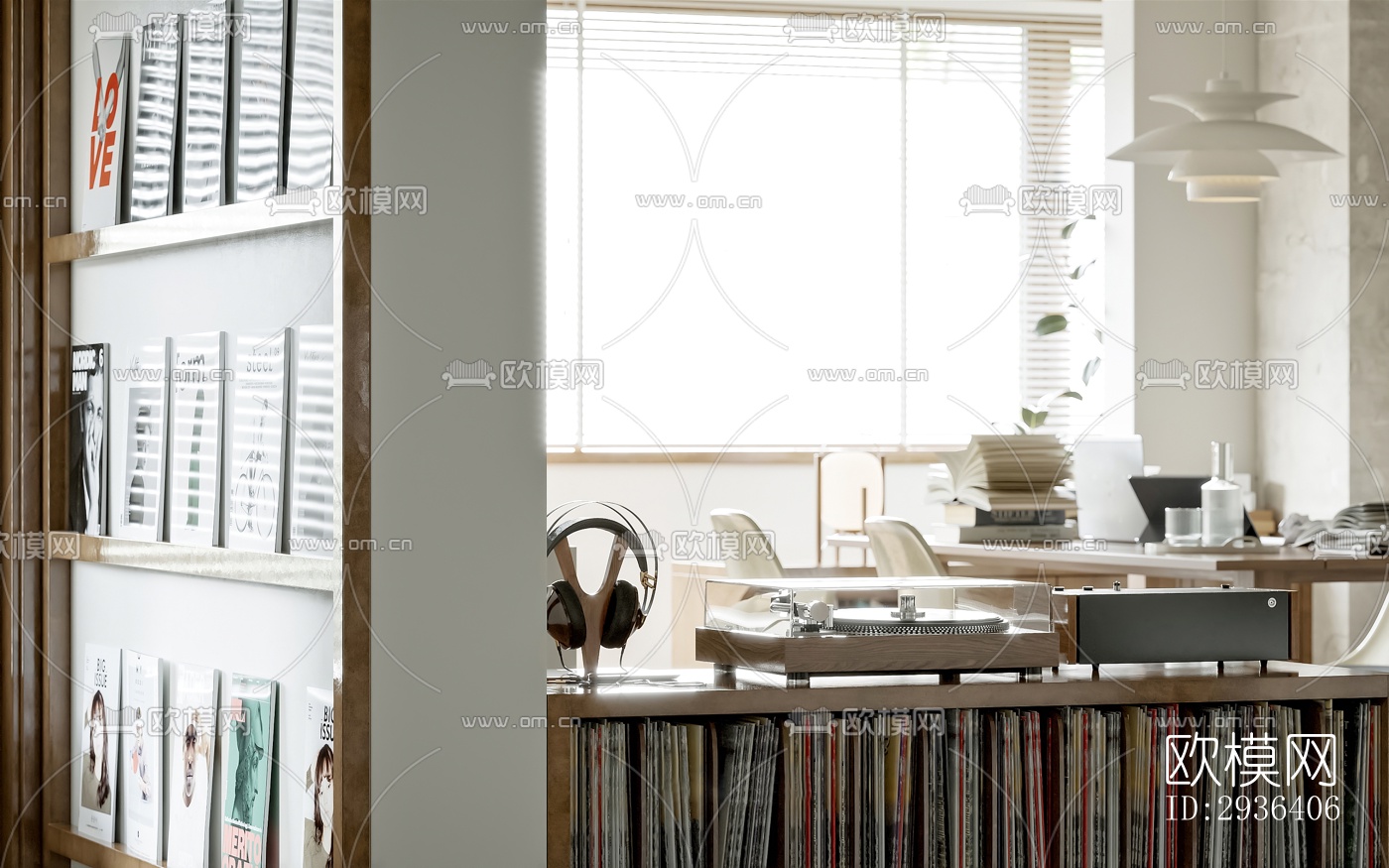 中古风办公区效果图下载（渲染图11）