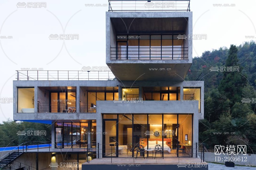 工业风居住建筑效果图下载(渲染图18)