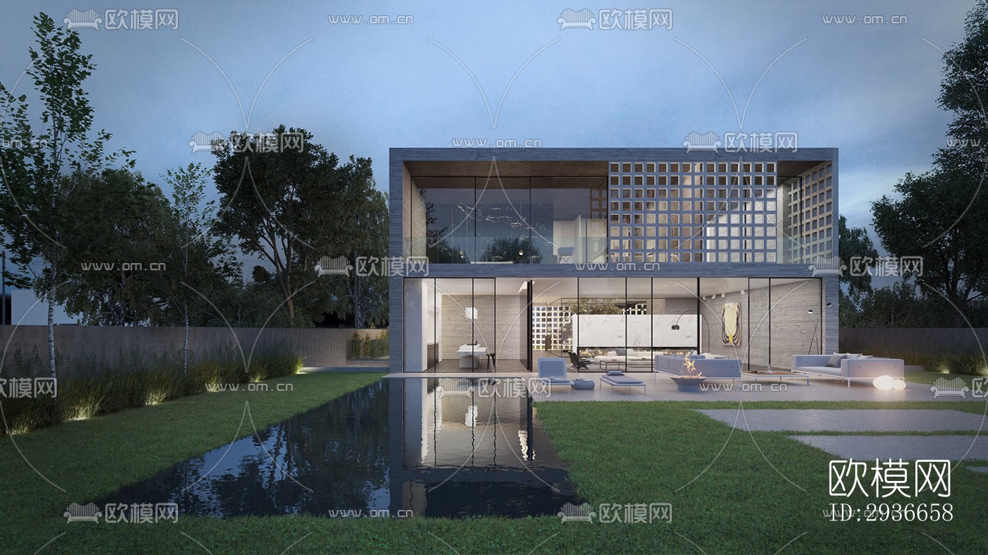 现代居住建筑效果图下载（渲染图4）