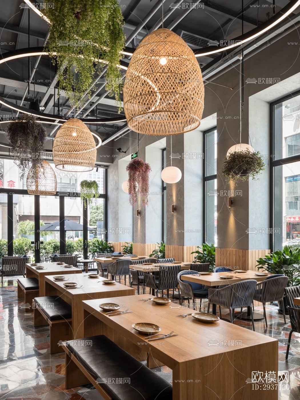 工业风西餐厅效果图下载（渲染图5）