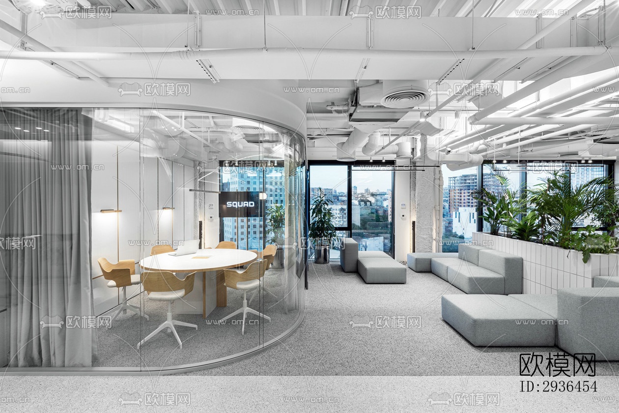 现代办公区效果图下载（渲染图5）