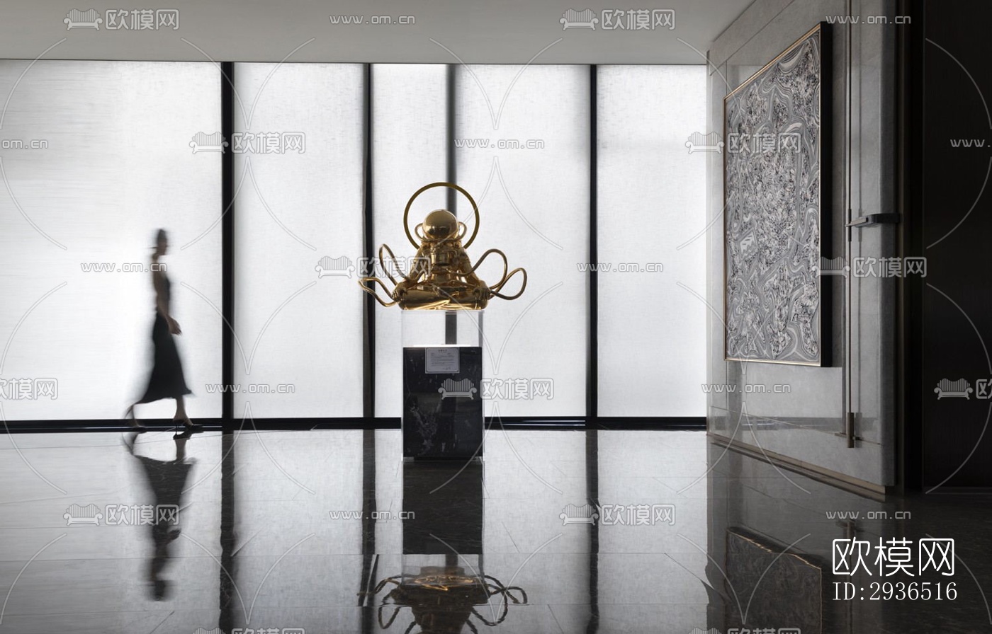 现代办公区效果图下载（渲染图4）