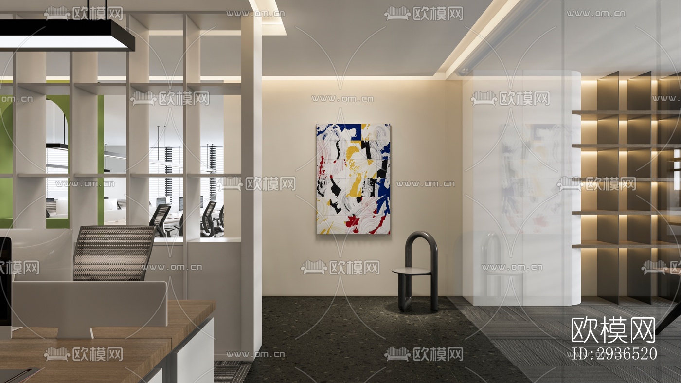 现代办公区效果图下载（渲染图5）