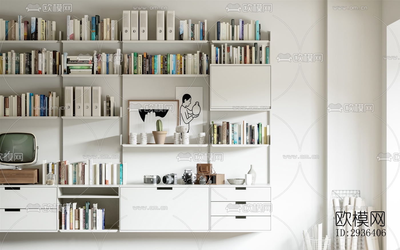 中古风办公区效果图下载（渲染图13）