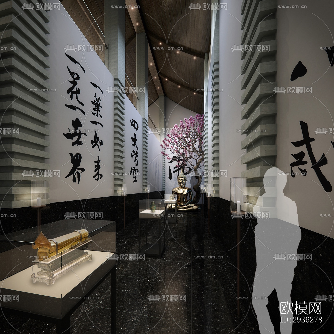 新中式美术博物馆效果图下载（渲染图4）