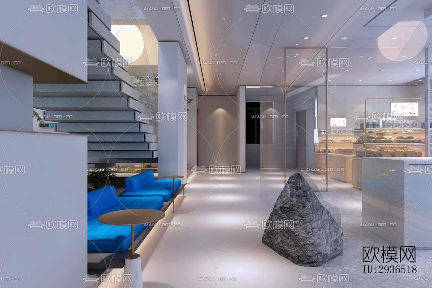 现代办公区效果图下载（渲染图1）