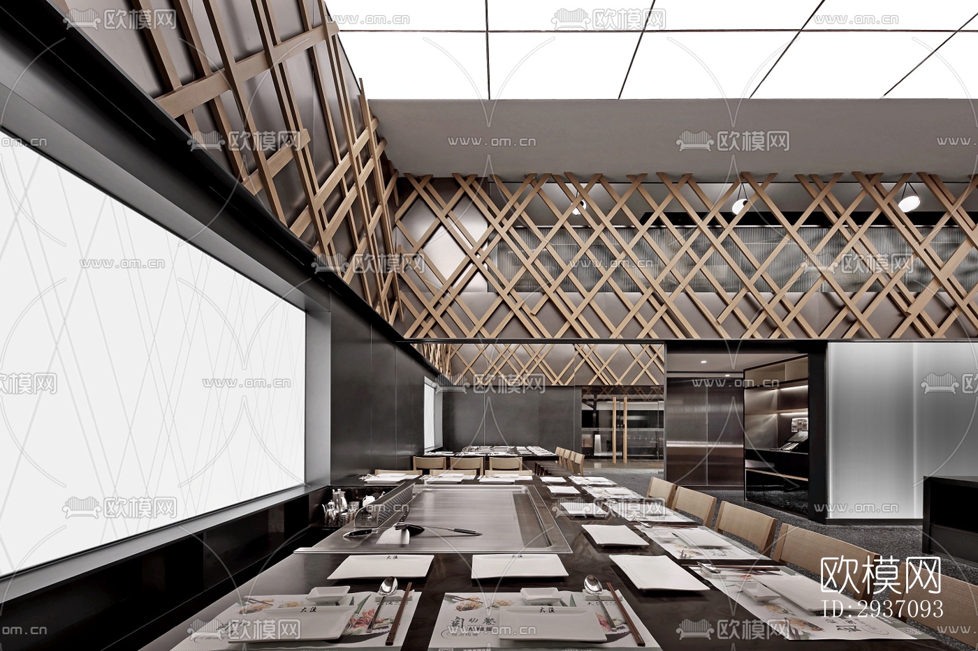 高级灰火锅烤肉效果图下载（渲染图5）