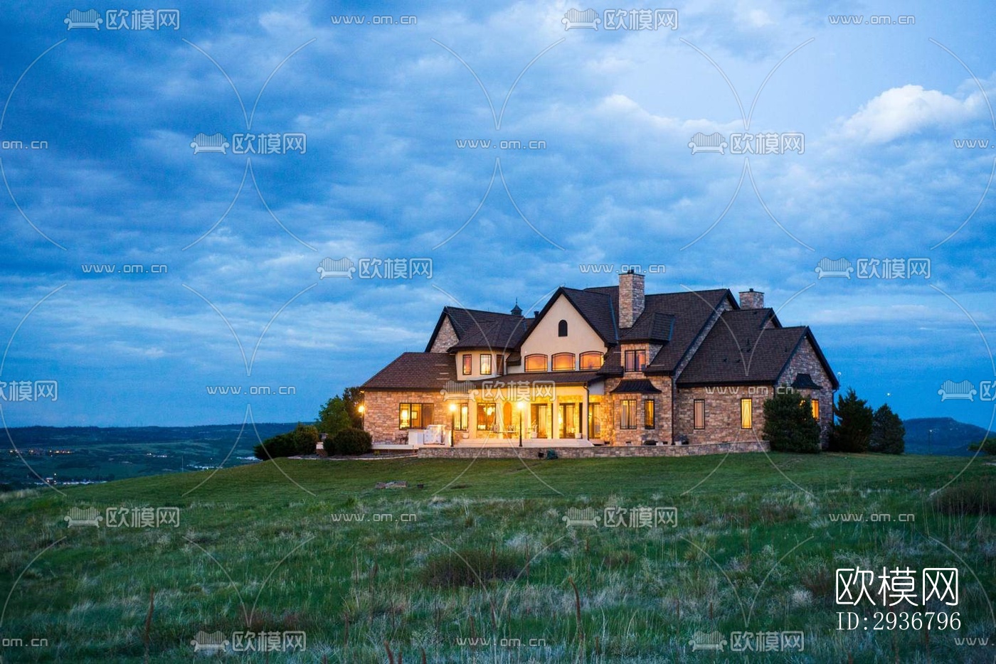 美式居住建筑效果图下载（渲染图2）