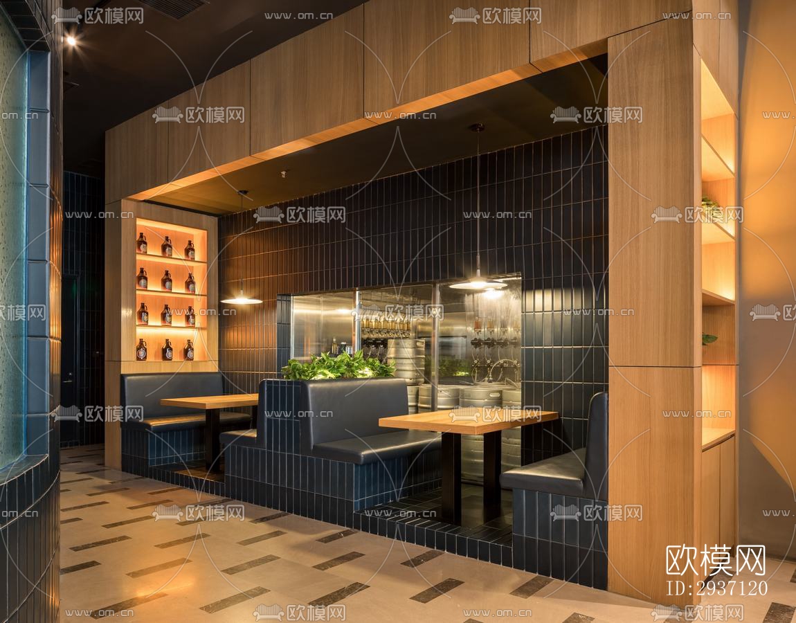 工业风西餐厅效果图下载（渲染图3）