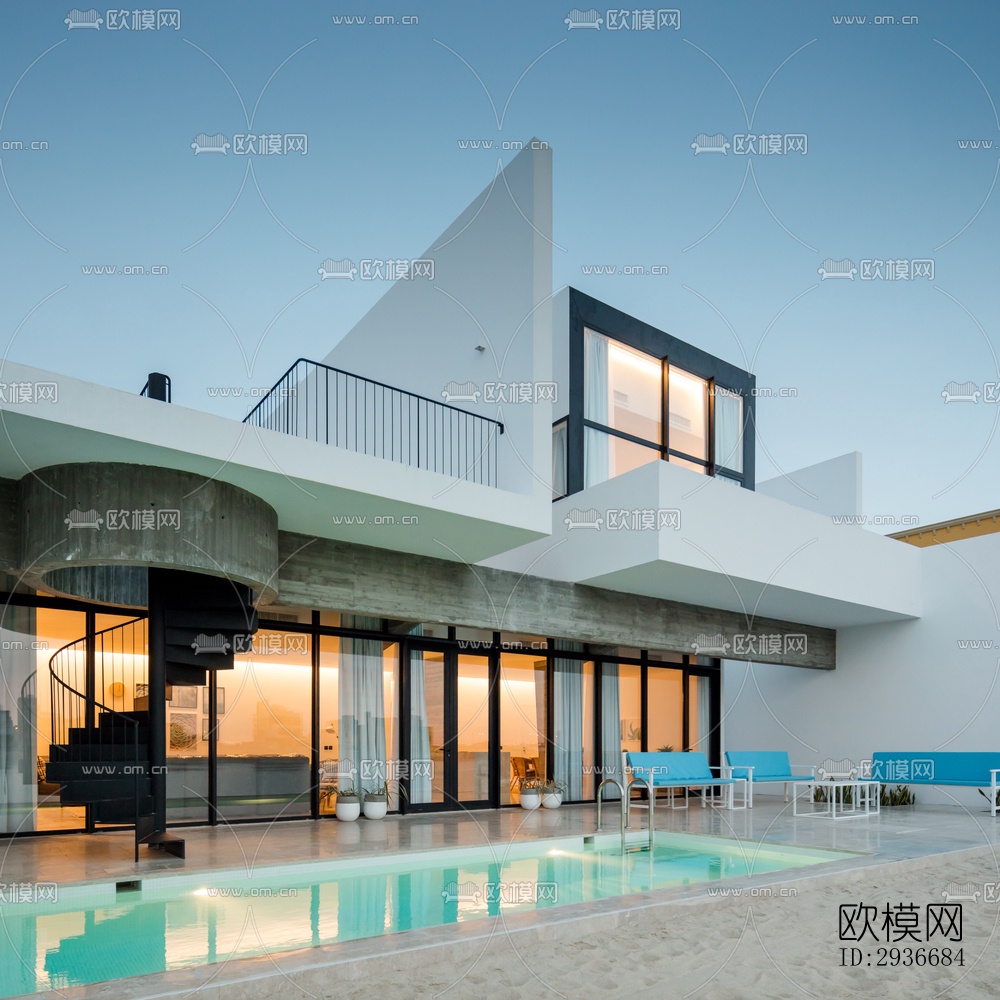 现代居住建筑效果图下载（渲染图4）