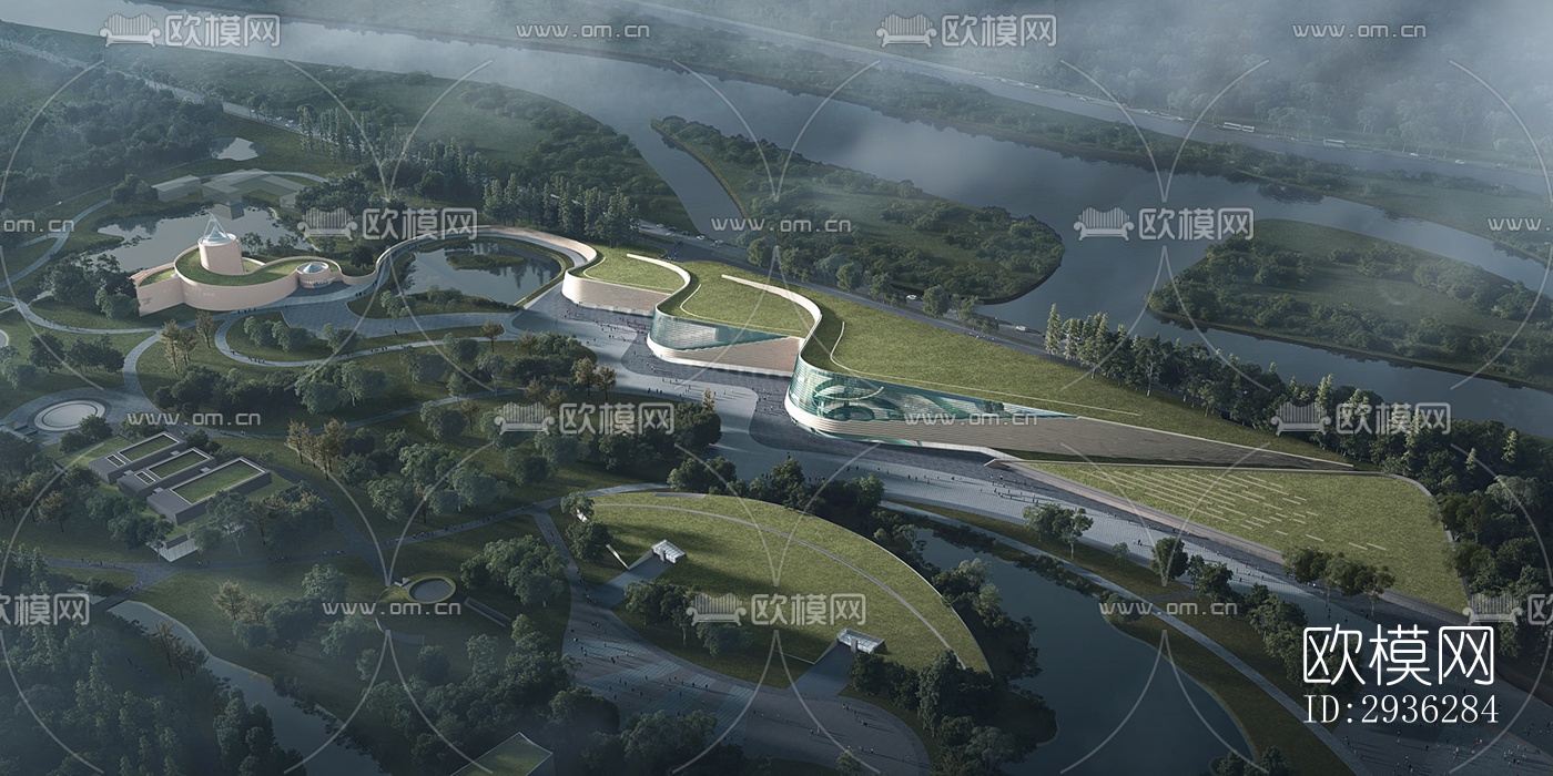 新中式美术博物馆效果图下载（渲染图4）