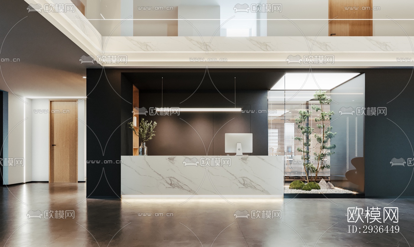 现代办公区效果图下载（渲染图18）