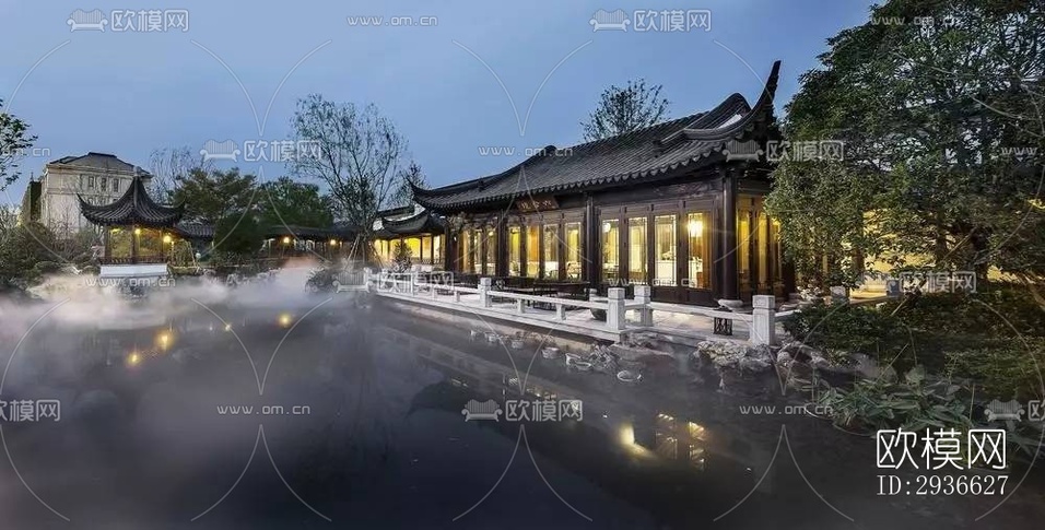 新中式居住建筑效果圖下載(渲染圖7)