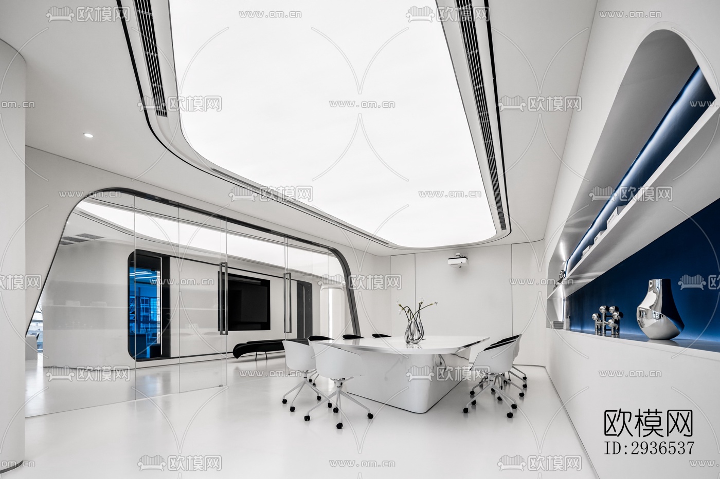 高级灰办公区效果图下载（渲染图12）